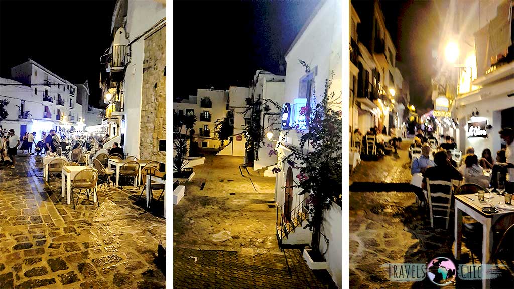 las calles de Dalt Vila llenas de restaurantes y bares.