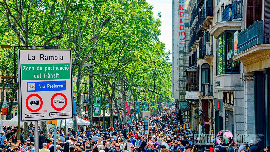 Recorrido del free tour por la rambla de Barcelona