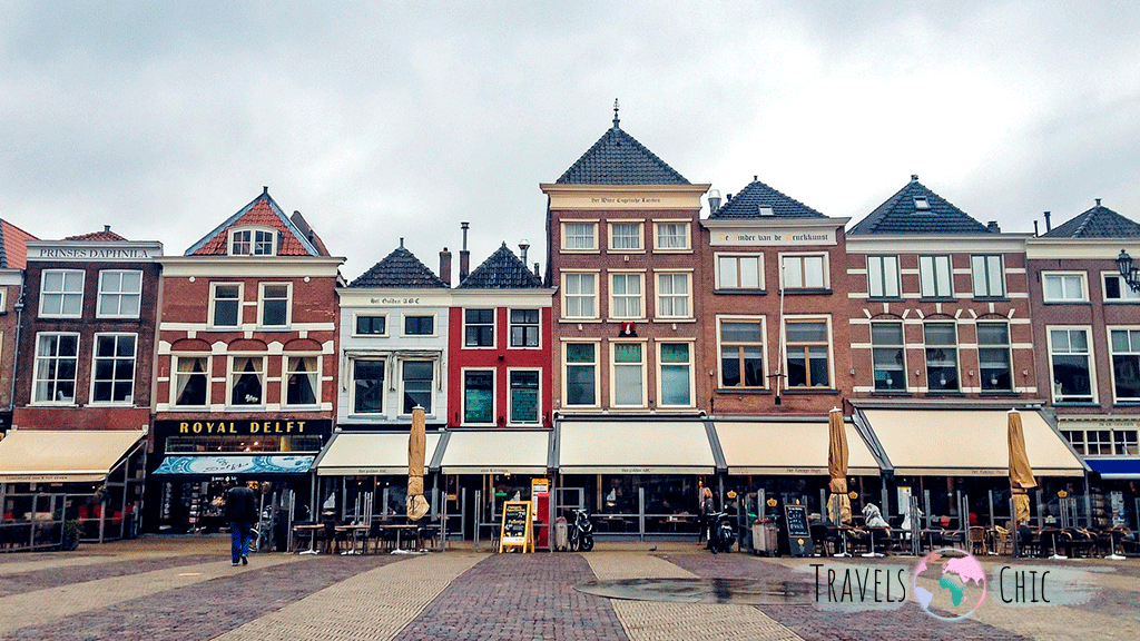 Delft canals and blue ceramics, Holland