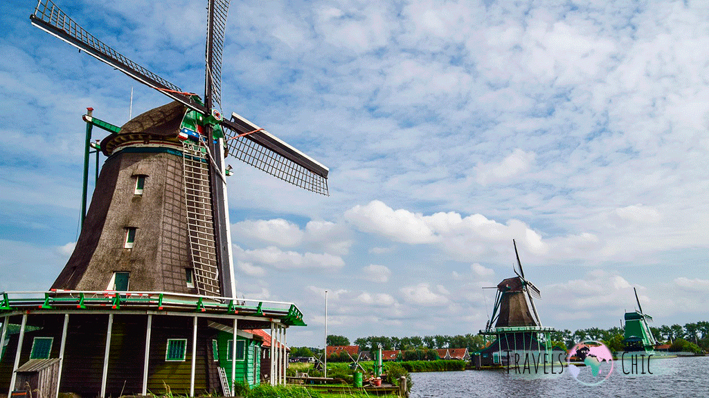 Zaanse Schans Zaandam Netherlands windmills and traditional houses