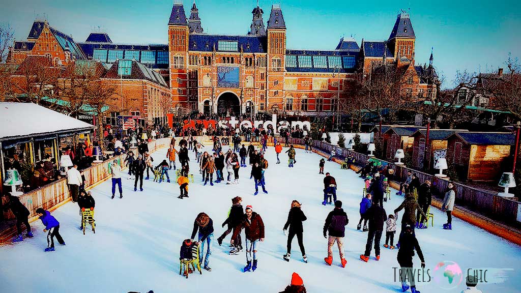 Pista de hielo de Amsterdam en enero