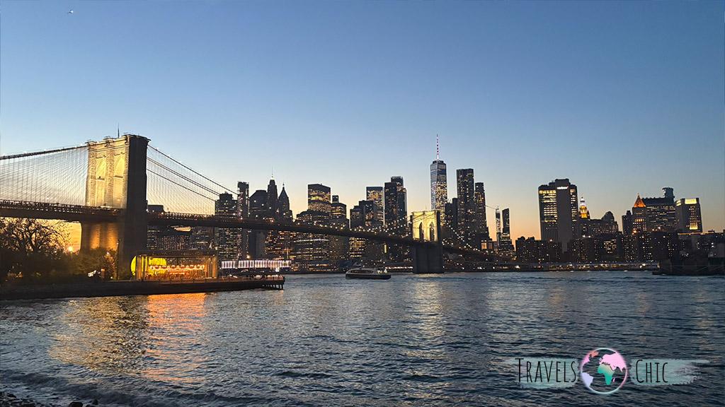 Puente de brooklyn en el atardecer