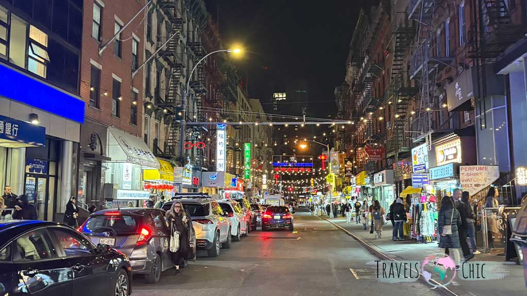Chinatown de noche en Nueva York